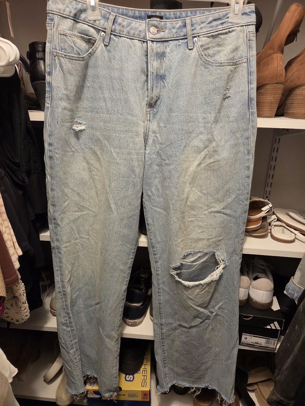 Express Light Blue Distressed Womens Jeans